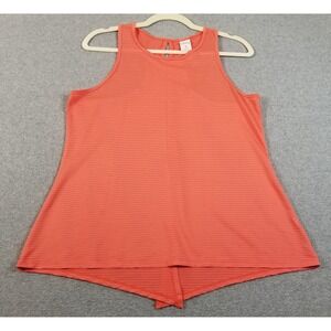 BCG Tank Top Womens M Medium Orange Sheer Activewear Split Back Sleeveless Gym